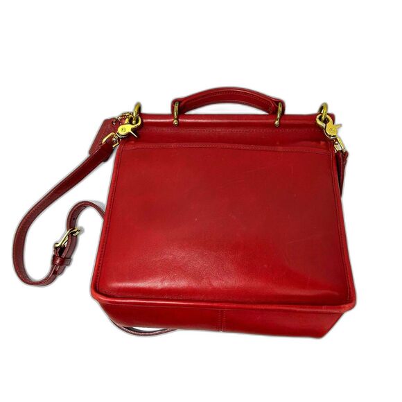 Coach Vintage 9927 Willis Red Leather Brass Top Handle Satchel Shoulder Bag - Picture 5 of 16
